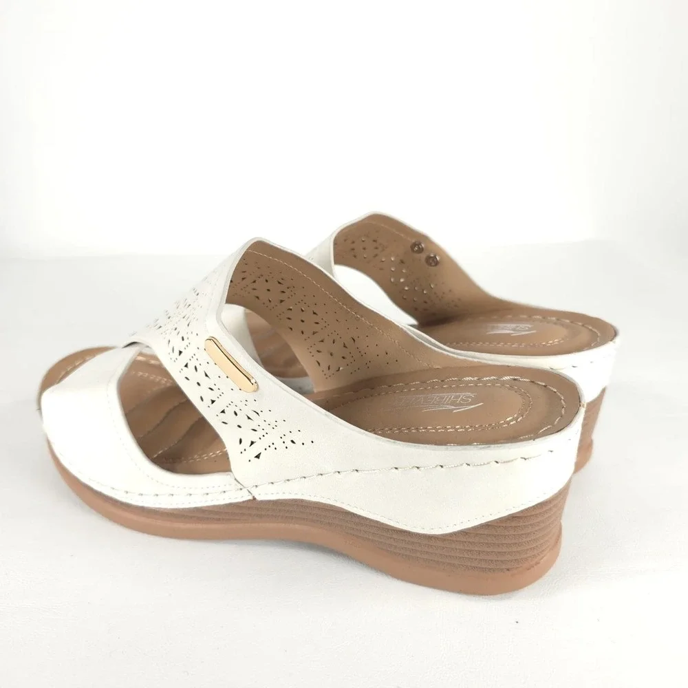 SHIBEVER NWOT Low Comfortable Wedge Sandal Open‎ Toe Slip On Size 42 US 11